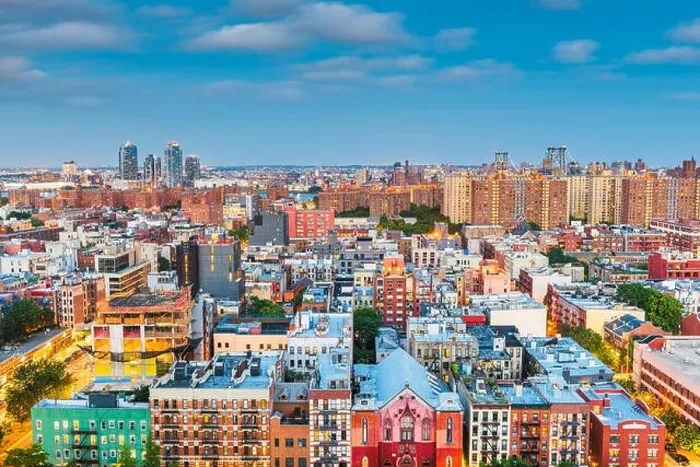 Framed Print : Lower East Side aerial view towards Brooklyn at twilight in New York, New York, USA Framed Print : Lower East Side aerial view towards Brooklyn at twilight in New York, New York, USA