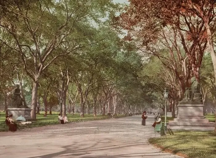Framed Print : Lower end of mall, Central Park, New York City 1901 Framed Print : Lower end of mall, Central Park, New York City 1901