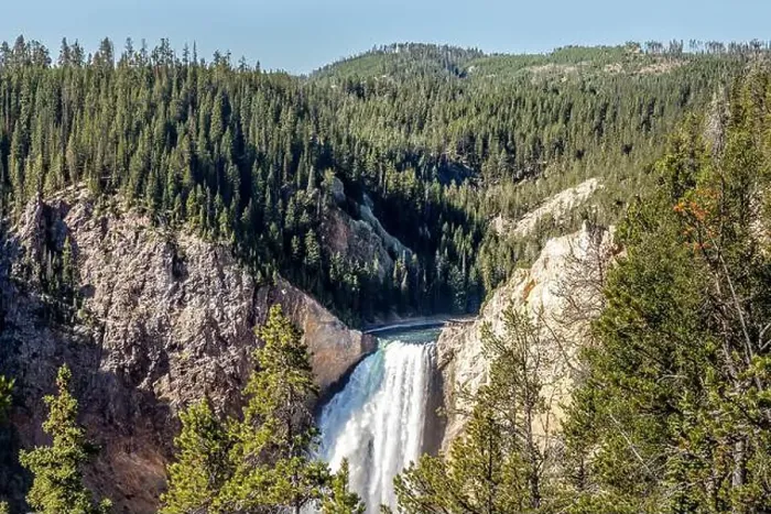 Framed Print : Lower Yellowstone Falls in the Yellowstone National Park, USA