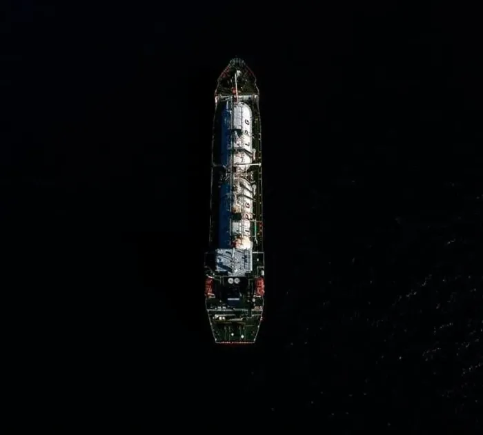 Framed Print : LPG gas carrier photo top view from above Framed Print : LPG gas carrier photo top view from above