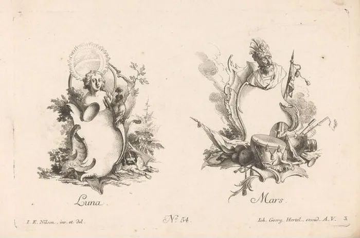Framed Print : Luna and Mars; Ornements Modernes Framed Print : Luna and Mars; Ornements Modernes