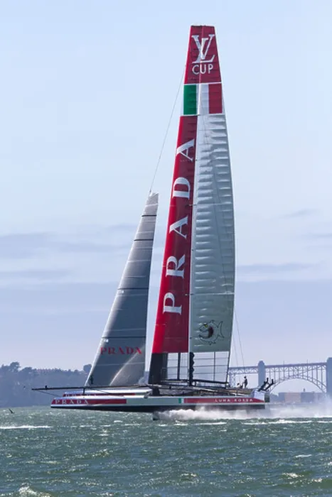 Framed Print : The Luna Rossa Challenge Catamaran races on San Francisco Bay during the 2013 Americas Cup competition Framed Print : The Luna Rossa Challenge Catamaran races on San Francisco Bay during the 2013 Americas Cup competition