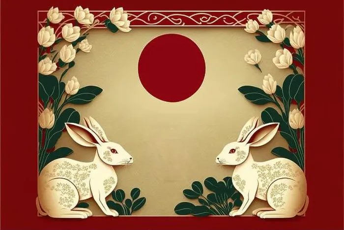 Framed Print : Lunar new year 2023 year of rabbit banner background, Chinese text translation as happy new year Framed Print : Lunar new year 2023 year of rabbit banner background, Chinese text translation as happy new year
