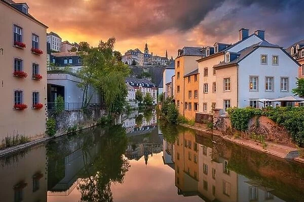 Luxembourg City, Luxembourg. Cityscape image of old town Luxembourg skyline during beautiful summer sunset