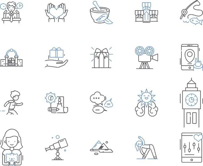 Framed Print : Luxury travel outline icons collection