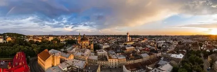 Framed Print : Lviv, Ukraine - 2020: Aerial view on Dominican Church and Dormition Church in Lviv, Ukraine from drone Framed Print : Lviv, Ukraine - 2020: Aerial view on Dominican Church and Dormition Church in Lviv, Ukraine from drone