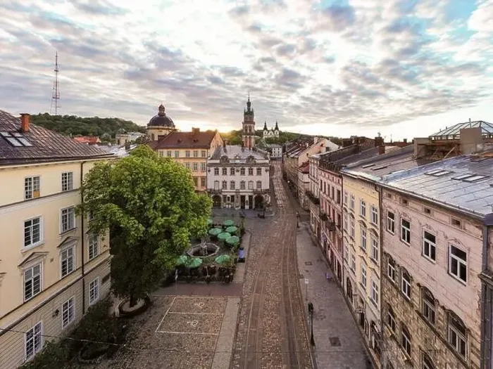 Framed Print : Lviv, Ukraine - 2020: Aerial view on Market square Framed Print : Lviv, Ukraine - 2020: Aerial view on Market square