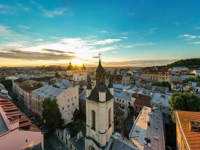 Framed Print : Lviv, Ukraine - April 17, 2020: View on Armenian Cathedral of the Assumption of Mary from drone Framed Print : Lviv, Ukraine - April 17, 2020: View on Armenian Cathedral of the Assumption of Mary from drone