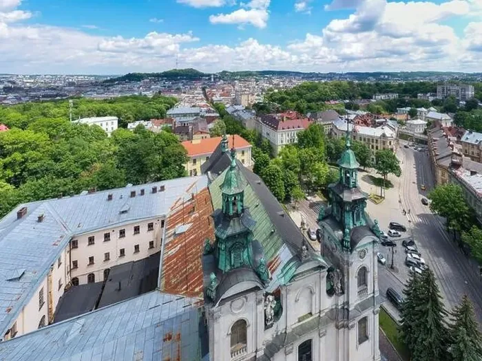 Framed Print : Lviv, Ukraine - August, 2020: The Roman Catholic church of St Framed Print : Lviv, Ukraine - August, 2020: The Roman Catholic church of St
