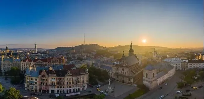 Framed Print : Lviv, Ukraine - August 24, 2020: Aerial view on Bernardine church in Lviv from drone Framed Print : Lviv, Ukraine - August 24, 2020: Aerial view on Bernardine church in Lviv from drone