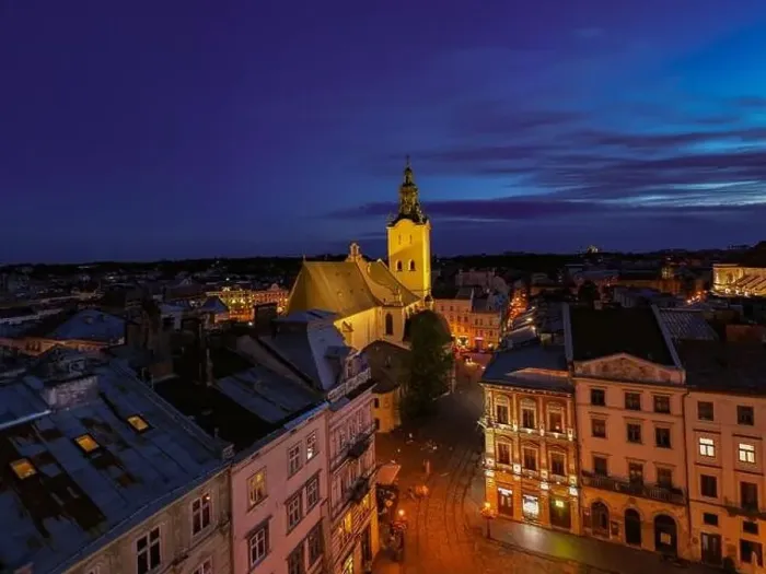 Framed Print : Lviv, Ukraine - August 24, 2020: View on Latin Cathedral in Lviv, Ukraine at night from drone Framed Print : Lviv, Ukraine - August 24, 2020: View on Latin Cathedral in Lviv, Ukraine at night from drone