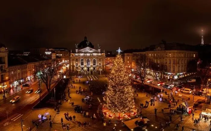 Framed Print : Lviv, Ukraine - December 19, 2020: Christmas tree near Opera House in Lviv, Ukraine. View from drone Framed Print : Lviv, Ukraine - December 19, 2020: Christmas tree near Opera House in Lviv, Ukraine. View from drone