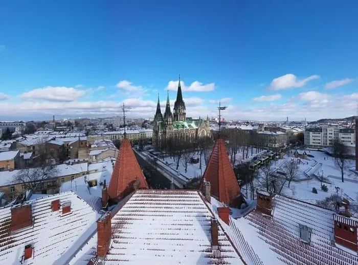 Framed Print : Lviv, Ukraine - January 29, 2021: Aerial veiw on Elizabeth church in Lviv, Ukraine from drone Framed Print : Lviv, Ukraine - January 29, 2021: Aerial veiw on Elizabeth church in Lviv, Ukraine from drone