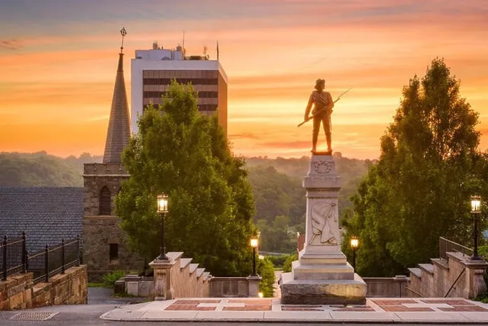 Framed Print : Lynchburg, Virginia, USA cityscape at Monument Terrace
