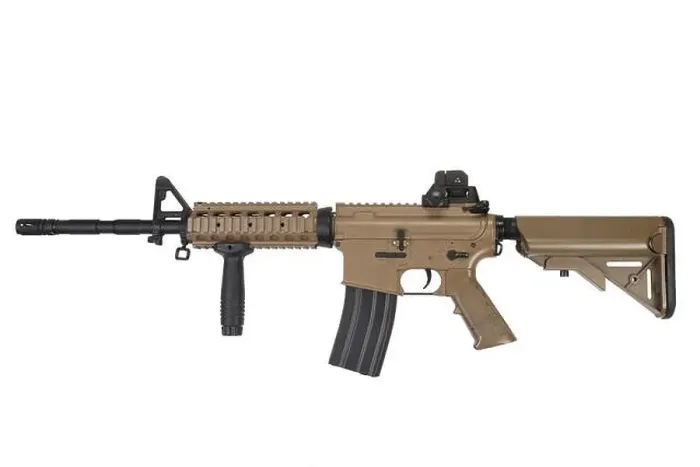 Framed Print : M4 special forces assault rifle in tan color isolated on a white background Framed Print : M4 special forces assault rifle in tan color isolated on a white background