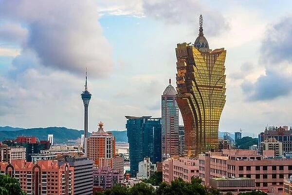 Macau, China city skyline with resort casinos