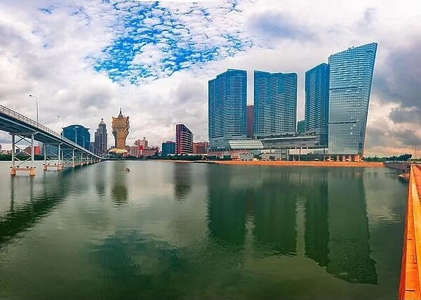 Macau, China cityscape on Nam Van Lake