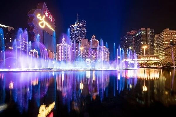 MACAU (Macao), CHINA - October 14, 2017 : Macau (Macao) - the gambling capital of Asia. Beautiful and very colorful city with lots of bright neon sig