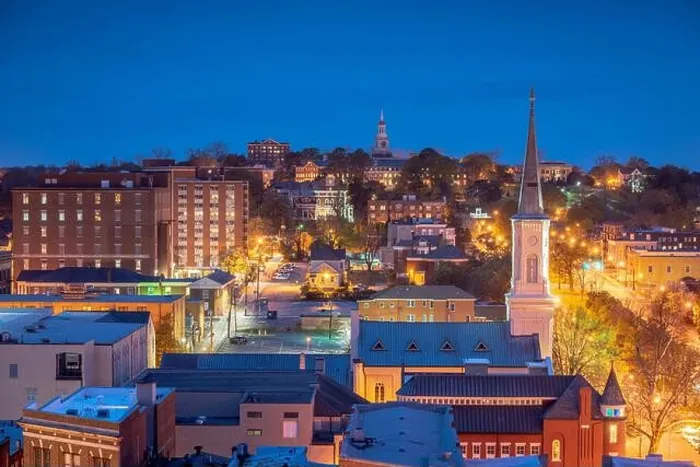 Framed Print : Macon, Georgia, USA downtown skyline at dusk Framed Print : Macon, Georgia, USA downtown skyline at dusk