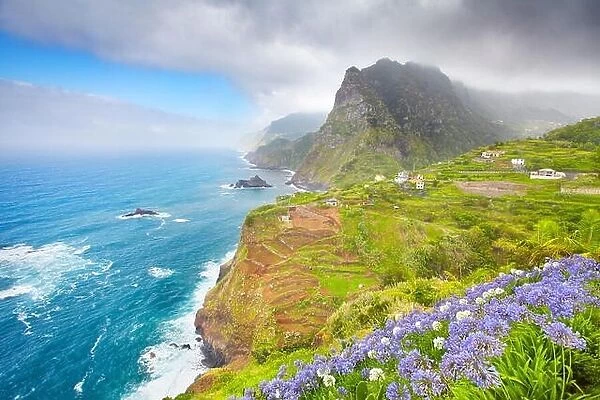 Madeira - landscape of cliff coast near Ponta Delgada, Madeira, Portugal