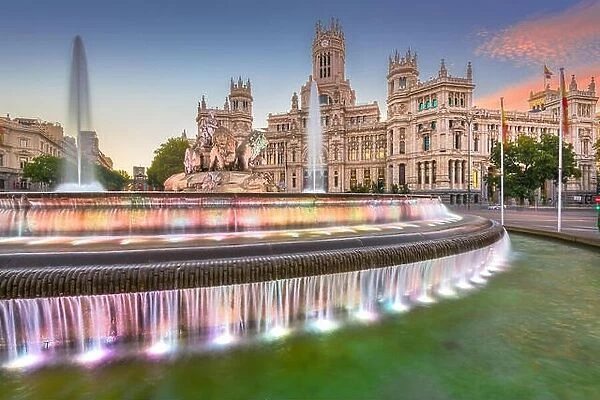 Madrid, Spain at Plaza de Cibeles at twilight