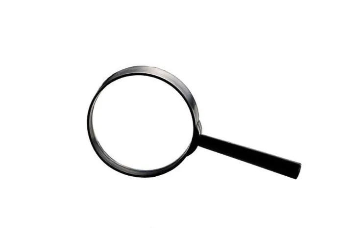 Framed Print : Magnifying glass isolated on white background, loupe Framed Print : Magnifying glass isolated on white background, loupe