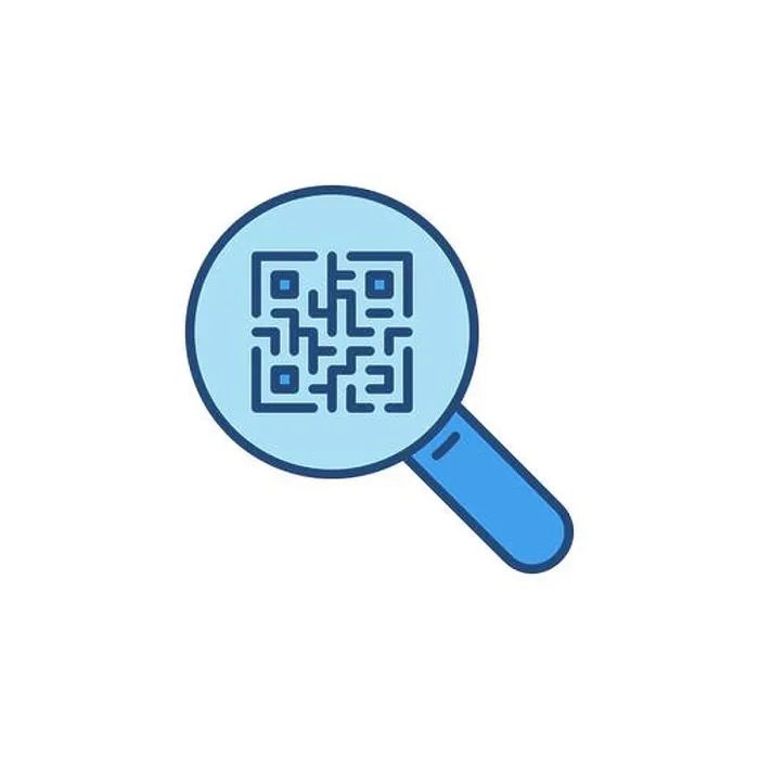 Framed Print : Magnifying Glass with QR Code vector Search concept colored icon or symbol