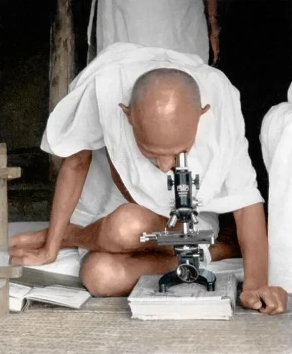 Framed Print : Mahatma gandhi observing leprosy germs, sevagram ashram, maharashtra, india, asia, 1940 Framed Print : Mahatma gandhi observing leprosy germs, sevagram ashram, maharashtra, india, asia, 1940