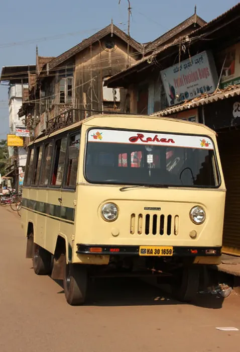 Framed Print : Mahindra mini bus at Gokarna Karnataka India Framed Print : Mahindra mini bus at Gokarna Karnataka India