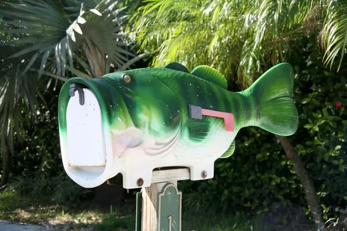 Framed Print : Mailbox in the Shape of a Fish Framed Print : Mailbox in the Shape of a Fish
