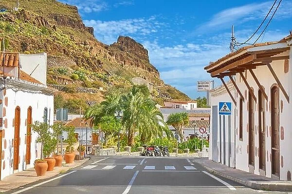 Main street in Fataga, Gran Canaria, Spain