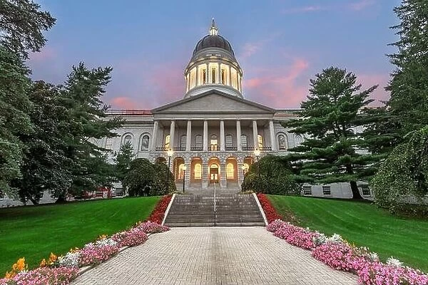 The Maine State House in Augusta, Maine, USA at dawn