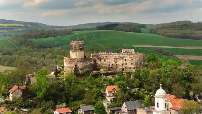 Framed Print : Majestic Bolkow Castle stands proudly in Lower Silesia, Poland, captured by drone Framed Print : Majestic Bolkow Castle stands proudly in Lower Silesia, Poland, captured by drone