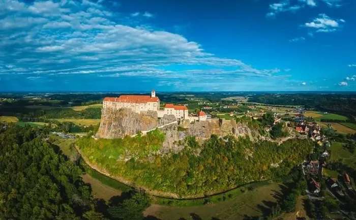 Framed Print : The Majestic Fortress of Riegersburg: A Bird's Eye View: Burg Riegersburg