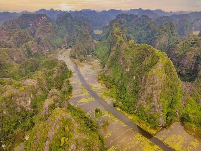 Framed Print : the majestic scenery on Ngo Dong river in Tam Coc Bich Dong view from drone in Ninh Binh province of Viet Nam Framed Print : the majestic scenery on Ngo Dong river in Tam Coc Bich Dong view from drone in Ninh Binh province of Viet Nam
