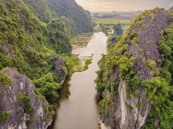 Framed Print : the majestic scenery on Ngo Dong river in Tam Coc Bich Dong view from drone in Ninh Binh province of Viet Nam Framed Print : the majestic scenery on Ngo Dong river in Tam Coc Bich Dong view from drone in Ninh Binh province of Viet Nam