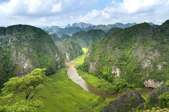 Framed Print : the majestic scenery on Ngo Dong river in Tam Coc Bich Dong view from the mountain top in Ninh Binh province of Viet Nam Framed Print : the majestic scenery on Ngo Dong river in Tam Coc Bich Dong view from the mountain top in Ninh Binh province of Viet Nam