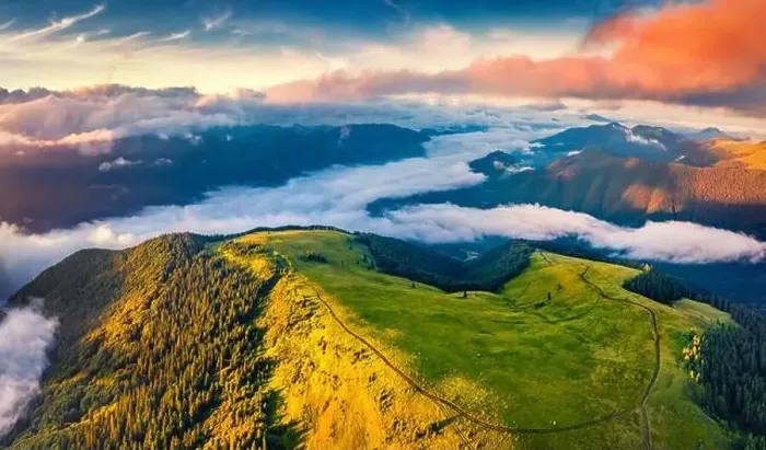Framed Print : Majestic summer sunrise in Carpathian mountains Framed Print : Majestic summer sunrise in Carpathian mountains