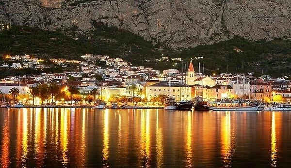 Makarska by night, Makarska Riviera - Croatia, Europe