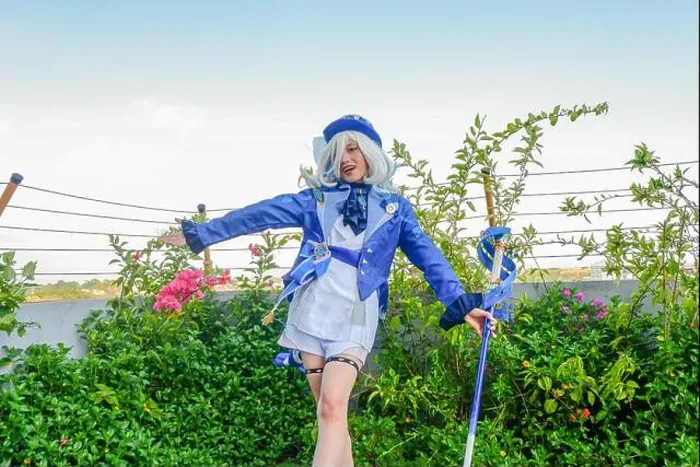 Framed Print : Makassar, Indonesia-July 9, 2024: an Asian woman cosplaying as Furina in the game Genshin Impact Framed Print : Makassar, Indonesia-July 9, 2024: an Asian woman cosplaying as Furina in the game Genshin Impact