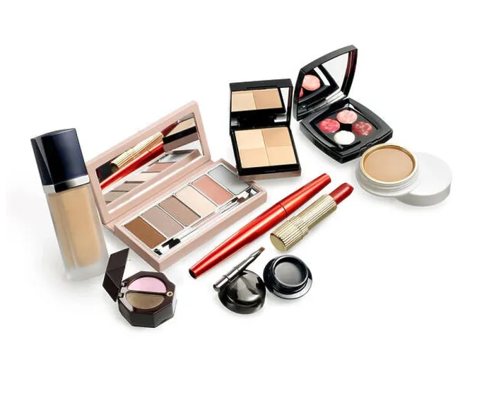 Framed Print : Makeup set. Still life on white background Framed Print : Makeup set. Still life on white background