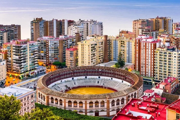 Framed Print : Malaga, Spain cityscape at the bullring Framed Print : Malaga, Spain cityscape at the bullring