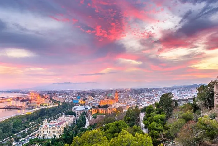Framed Print : Malaga, Spain old town skyline at dusk Framed Print : Malaga, Spain old town skyline at dusk