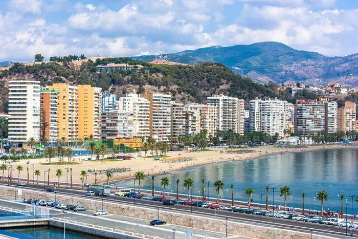 Framed Print : Malaga, Spain resort skyline at Malagueta Beach Framed Print : Malaga, Spain resort skyline at Malagueta Beach
