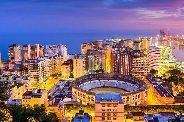 Malaga, Spain skyline towards the Mediterranean Sea