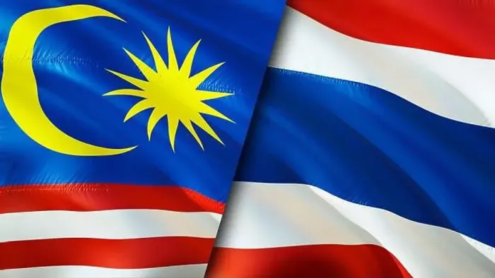 Framed Print : Malaysia and Thailand flags. 3D Waving flag design Framed Print : Malaysia and Thailand flags. 3D Waving flag design
