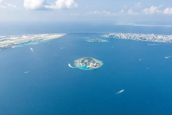 Framed Print : Maldives island capital island, Male. Hulhumale city island view from over the clouds. Aerial landscape in exotic travel destination Framed Print : Maldives island capital island, Male. Hulhumale city island view from over the clouds. Aerial landscape in exotic travel destination
