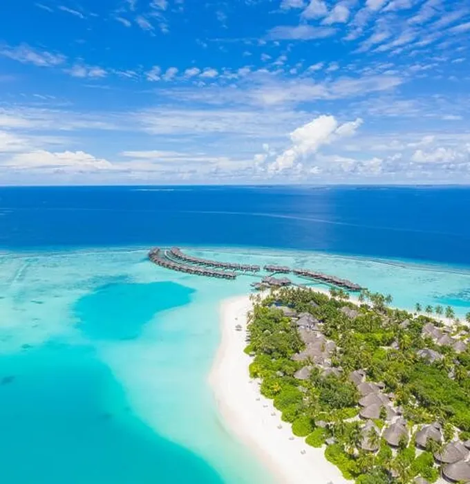 Framed Print : Maldives paradise scenery. Tropical aerial landscape, seascape with long jetty, water villas with amazing sea lagoon beach, tropical nature. Exotic Framed Print : Maldives paradise scenery. Tropical aerial landscape, seascape with long jetty, water villas with amazing sea lagoon beach, tropical nature. Exotic