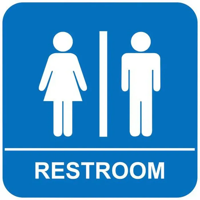 Framed Print : Male and female restrooms sign Framed Print : Male and female restrooms sign