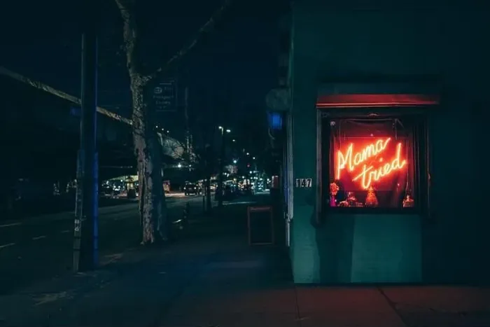 Framed Print : Mama Tried neon sign at night, Brooklyn, New York Framed Print : Mama Tried neon sign at night, Brooklyn, New York